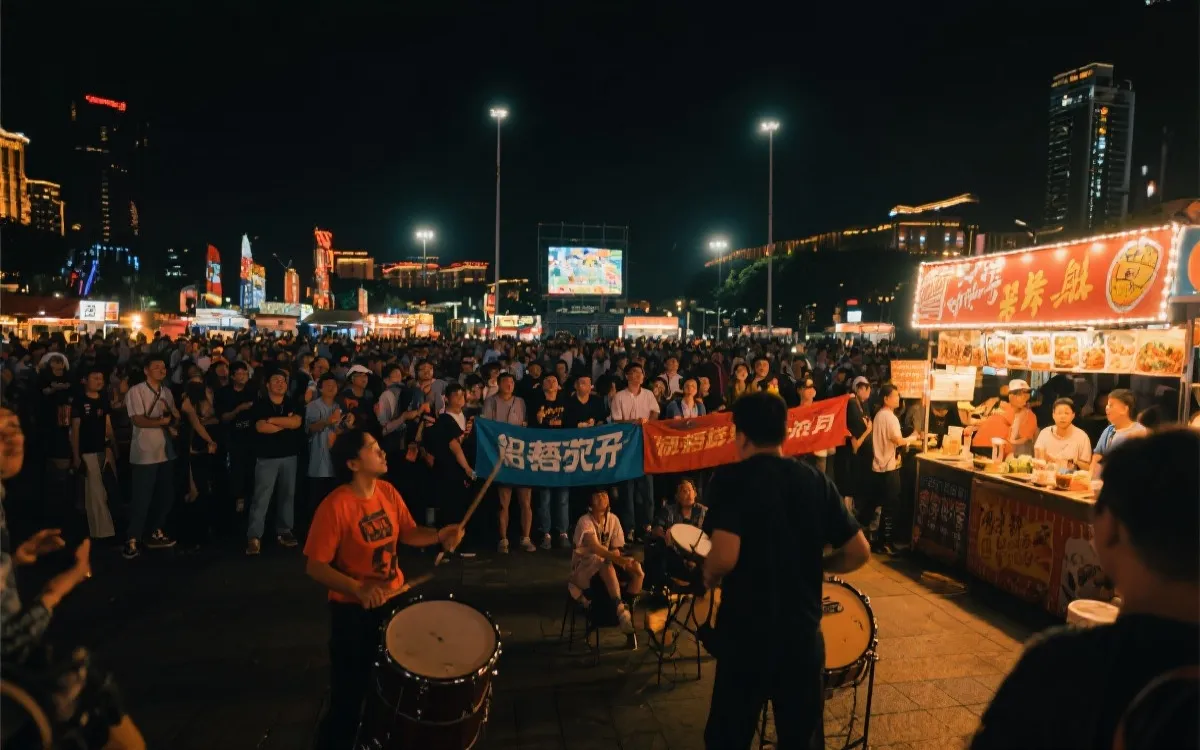 世界杯观赛夜的迈阿密：多语言标语、鼓点与街头美食